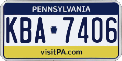 PA license plate KBA7406