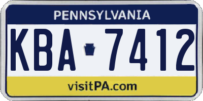 PA license plate KBA7412