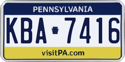 PA license plate KBA7416