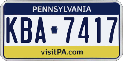 PA license plate KBA7417
