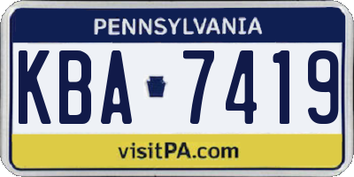 PA license plate KBA7419