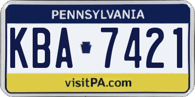 PA license plate KBA7421