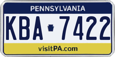 PA license plate KBA7422