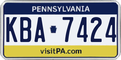 PA license plate KBA7424