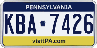 PA license plate KBA7426
