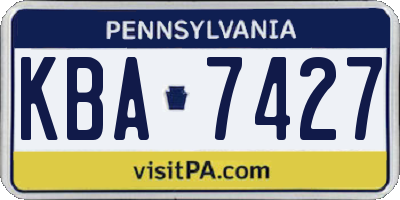 PA license plate KBA7427