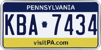 PA license plate KBA7434