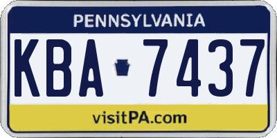 PA license plate KBA7437