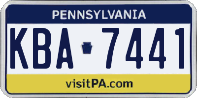 PA license plate KBA7441