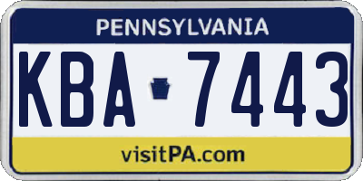 PA license plate KBA7443