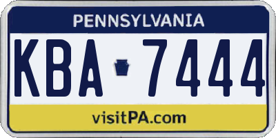 PA license plate KBA7444