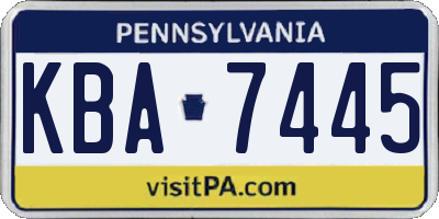 PA license plate KBA7445