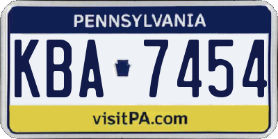 PA license plate KBA7454