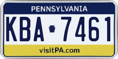 PA license plate KBA7461