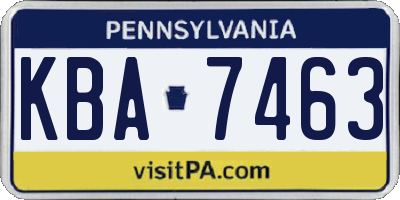 PA license plate KBA7463