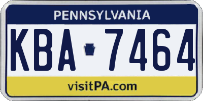 PA license plate KBA7464