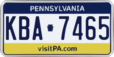 PA license plate KBA7465