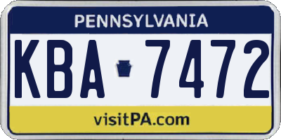 PA license plate KBA7472