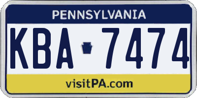 PA license plate KBA7474