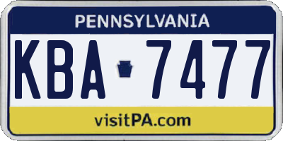 PA license plate KBA7477