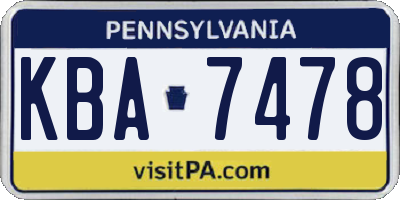 PA license plate KBA7478