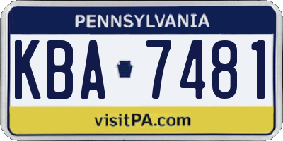 PA license plate KBA7481