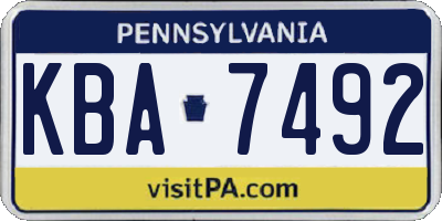 PA license plate KBA7492