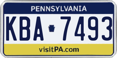 PA license plate KBA7493