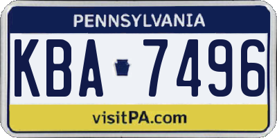 PA license plate KBA7496