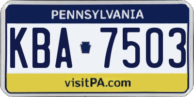PA license plate KBA7503