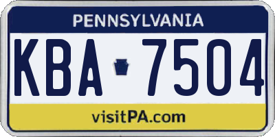 PA license plate KBA7504
