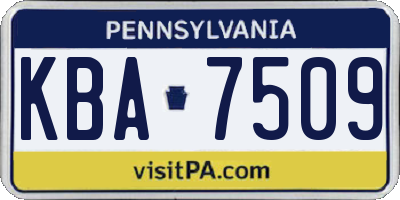 PA license plate KBA7509