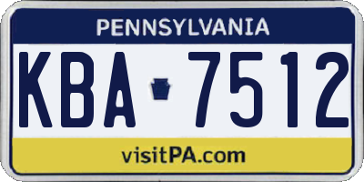 PA license plate KBA7512