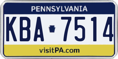 PA license plate KBA7514