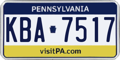 PA license plate KBA7517
