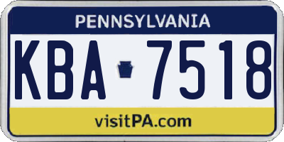 PA license plate KBA7518