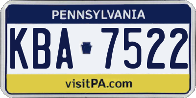 PA license plate KBA7522