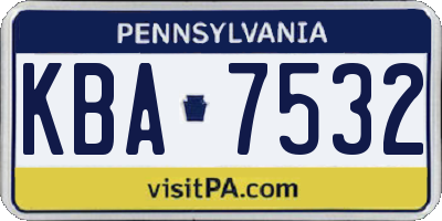 PA license plate KBA7532