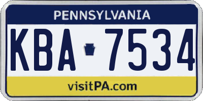 PA license plate KBA7534