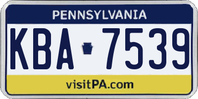 PA license plate KBA7539