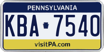 PA license plate KBA7540