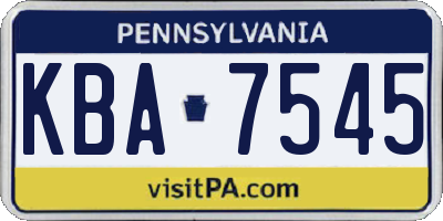 PA license plate KBA7545