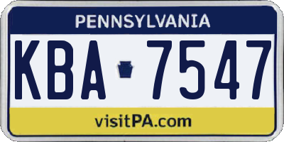 PA license plate KBA7547