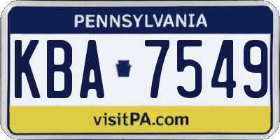 PA license plate KBA7549
