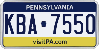 PA license plate KBA7550