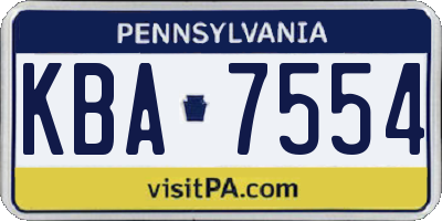 PA license plate KBA7554