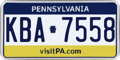 PA license plate KBA7558