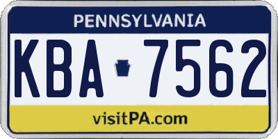 PA license plate KBA7562