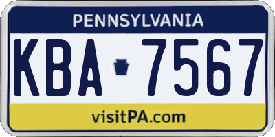 PA license plate KBA7567