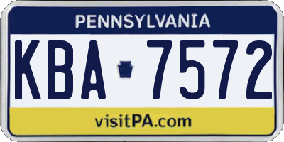PA license plate KBA7572